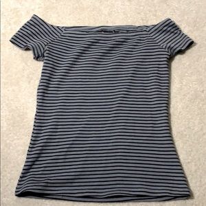 Black and Grey Off The Shoulder Top